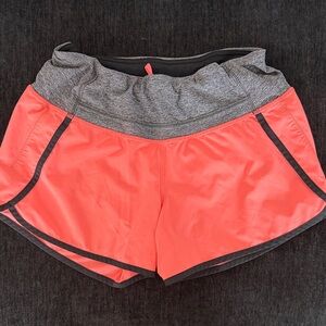 lululemon athletica Coral Running Shorts with Heather Gray Waistband